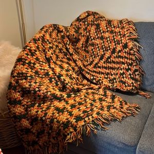 Afghan blanket oversized, seventies/ fall colors